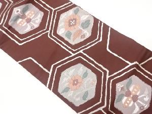 亀甲に花葉模様織出し名古屋帯